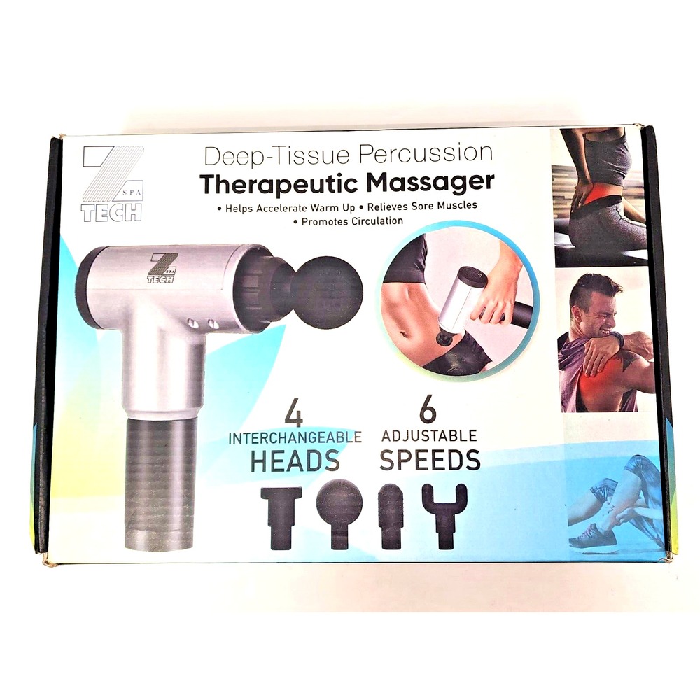 Percussion Massage‎ Gun Ztech With 4 Interchangeable Heads 6 Adjustable Speeds
